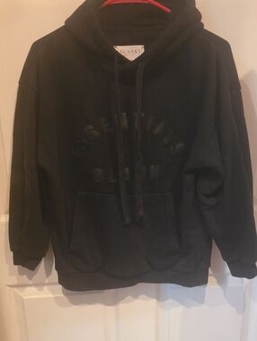 Blank NYC Black Embossed Essentials Pullover Hoodie